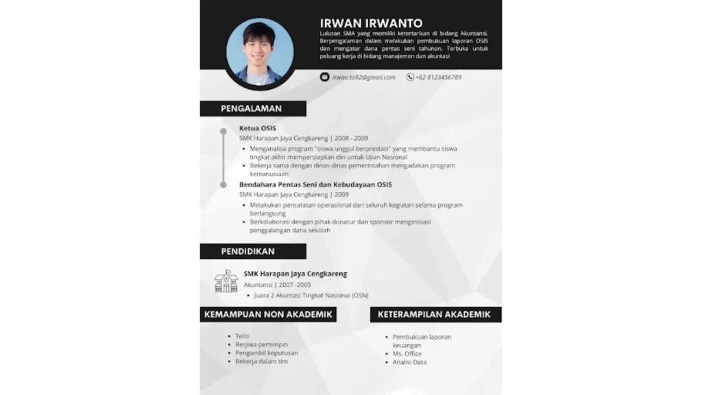 10 Contoh CV Lulusan SMA ATS-Friendly, Template, dan Cara Membuatnya